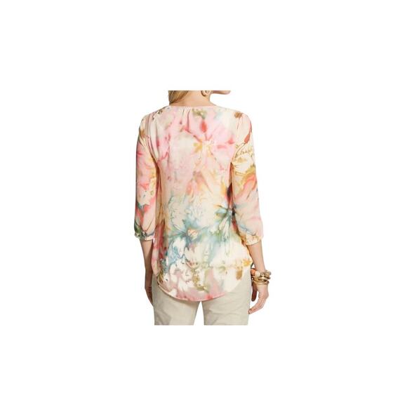 Chicos Diffused Floral Lynelle Top. Size-2 - Picture 2 of 8